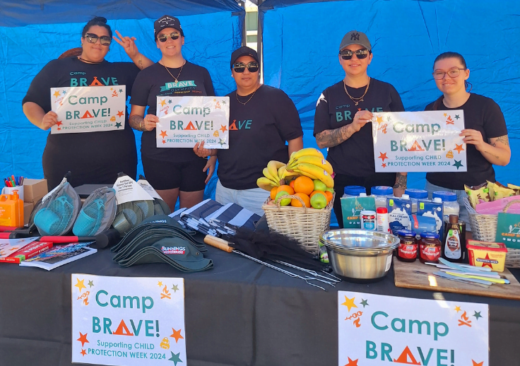 Aruma staff at Camp Brave. A celebration for Child Protection Week.